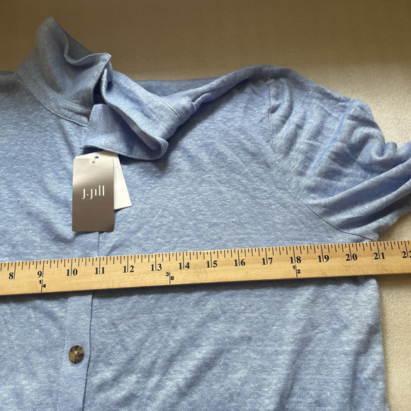 J Jill Shirt Womens Medium Linen Button Up Long Sleeve Lightweight Clearpond - Picture 7 of 13